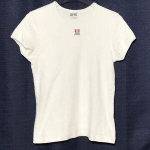 Lacoste Women's White Short Sleeve Crew Tee with Small Logo